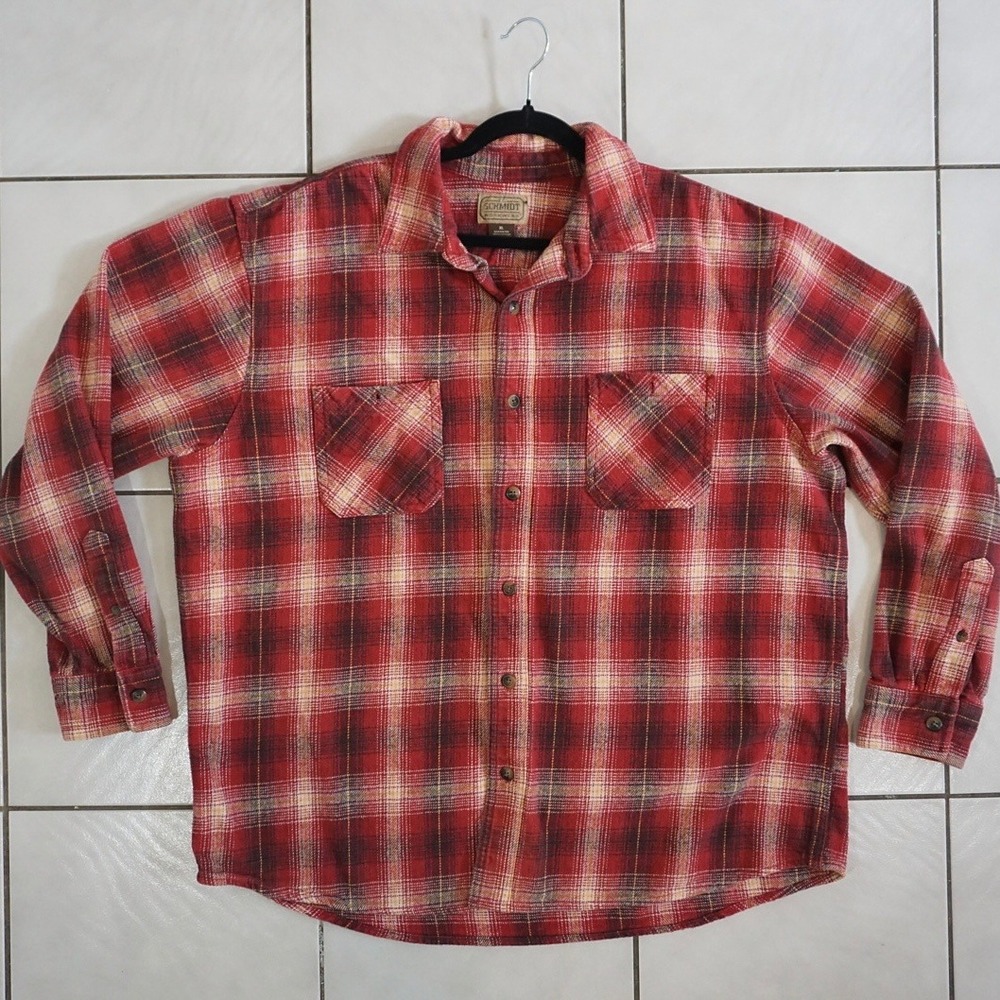 C.E. Schmidt 2000s Red Plaid Heavyweight Flannel Work Shirt XL